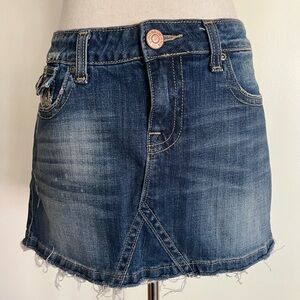Y2K Distressed Denim Jean Mini Skirt Indie Sleaze Low Rise Pocket Flaps 9